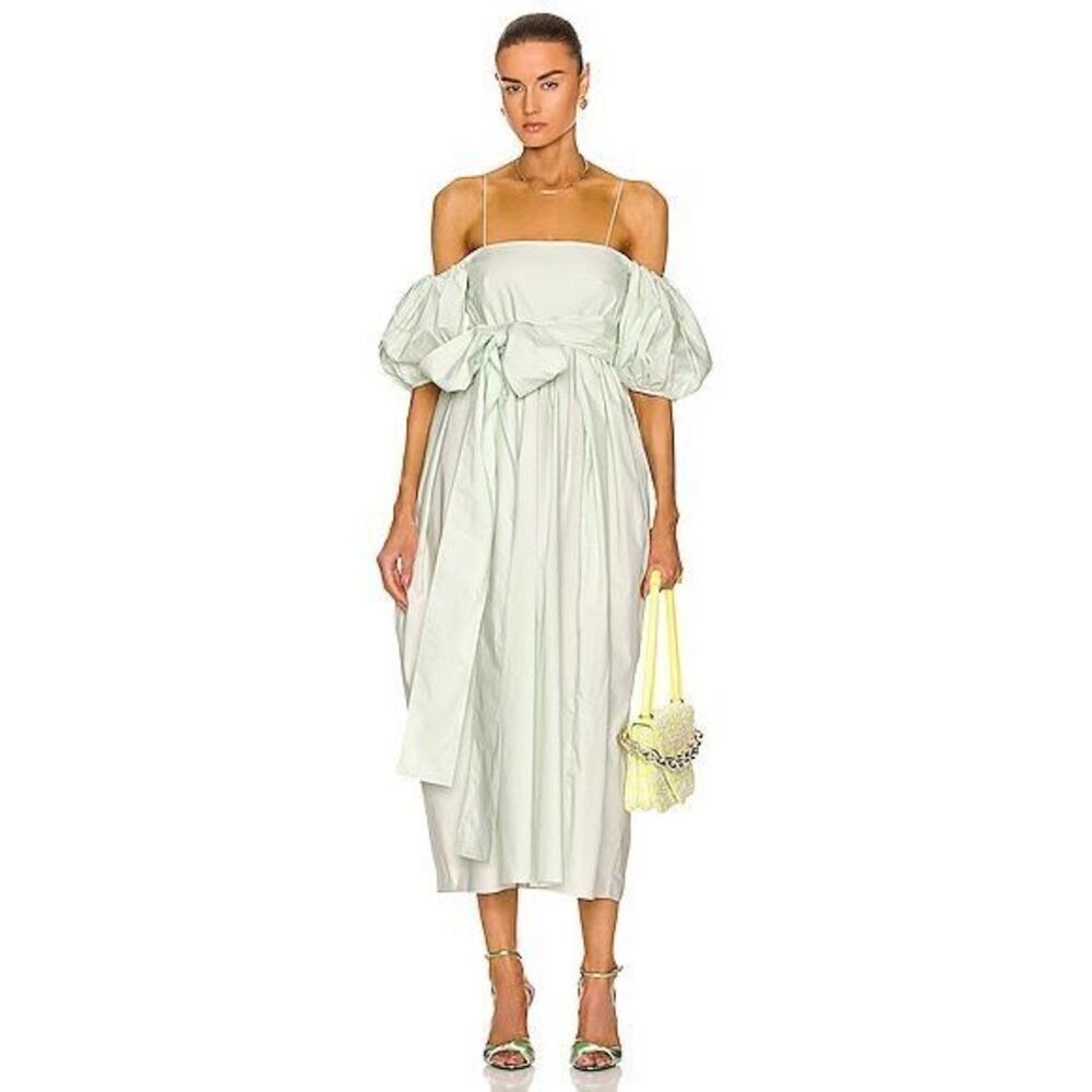Cecilie Bahnsen Joel Cotton Midi Dress in Mint Green Size 4